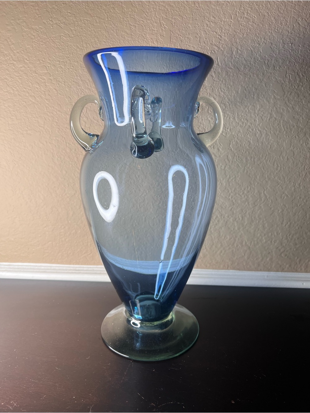 Vintage 1960s Blenko Cobalt Blue Amphora Vase Hand Blown 4 Handle Art Glass - Picture 3 of 10